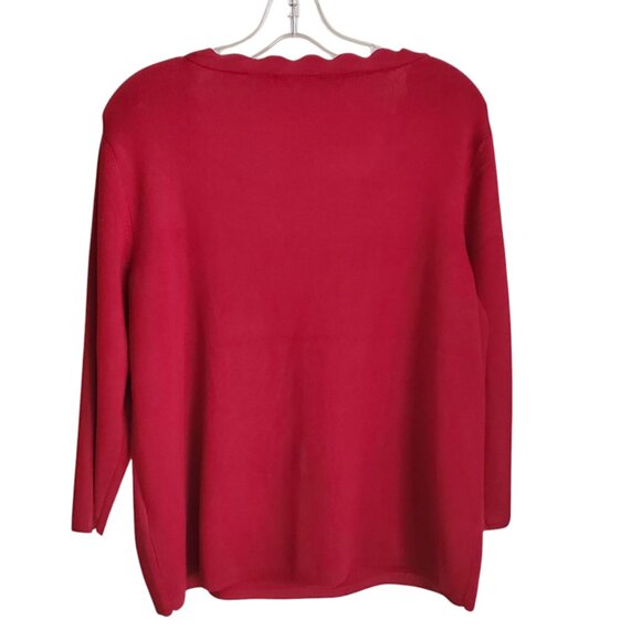 Cable & Gauge Refined Casual Red Sweater 1X NWT Rhinestone Scalloped Neckline - Picture 2 of 7